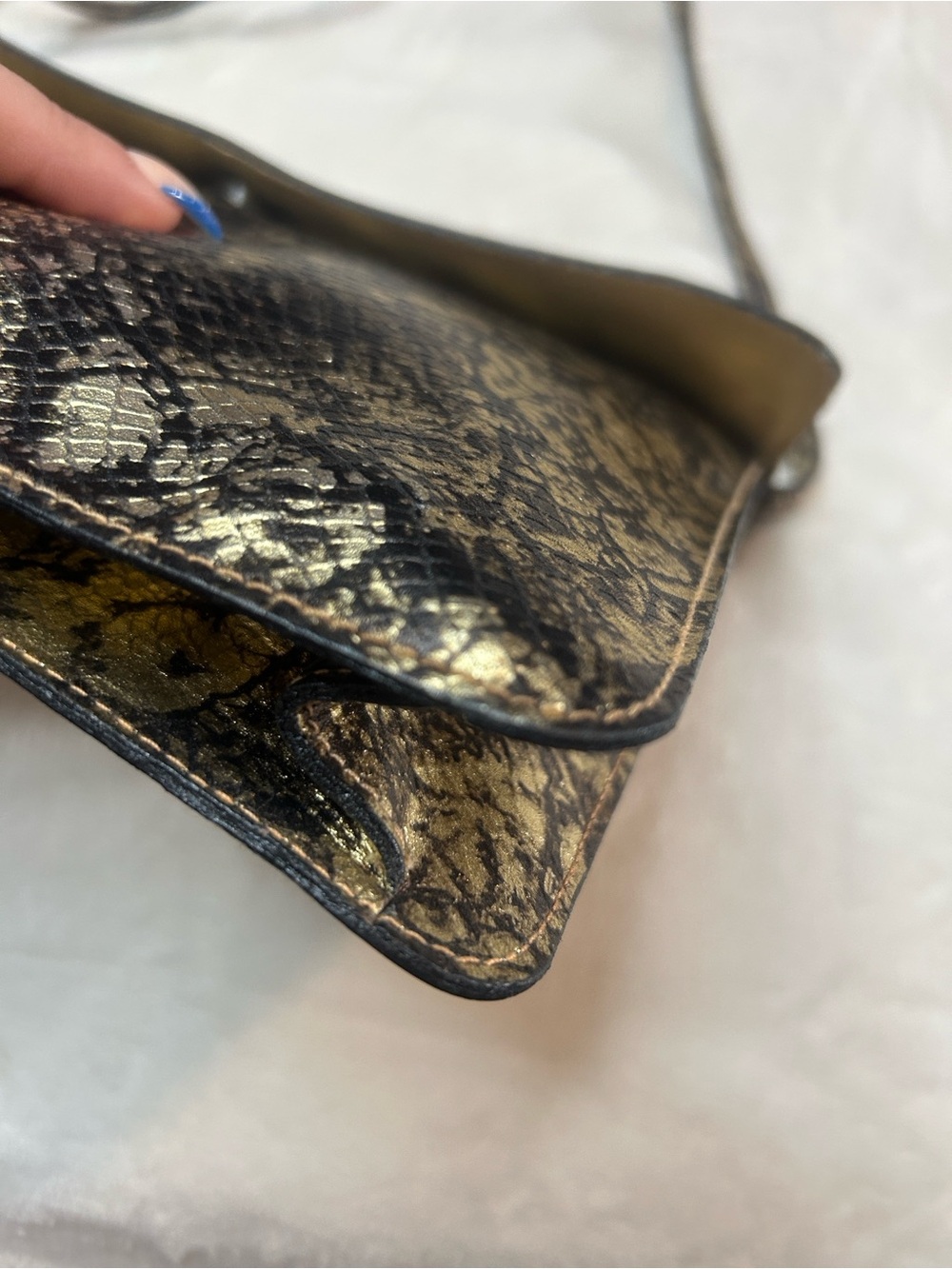 Furla Vintage leather Metallic Gold and Black Patterned Clutch/ Crossbody - Picture 4 of 16